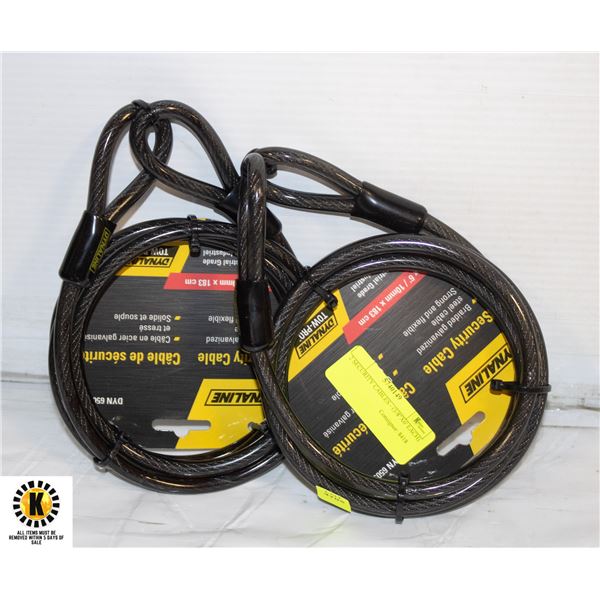 2 SECURITY CABLES - (3/8"X6' EACH)