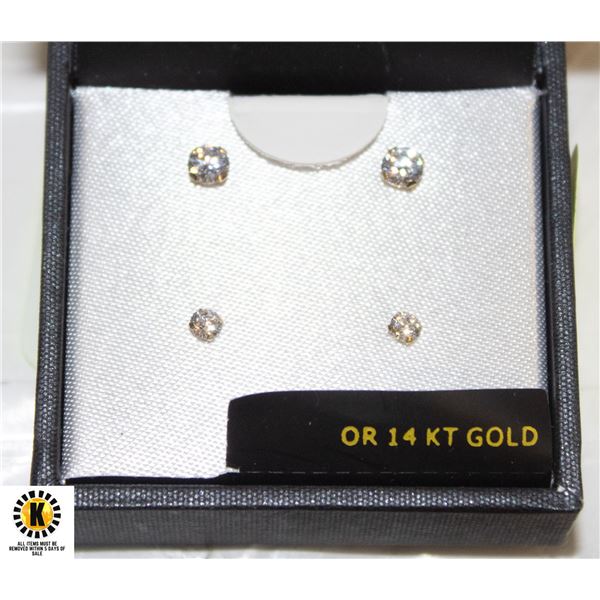 AU TWO PAIR 14 KT GOLD EARINGS