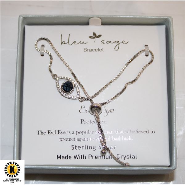 BLUE DAGE STERLING SILVER EVIL EYE PROTECTION