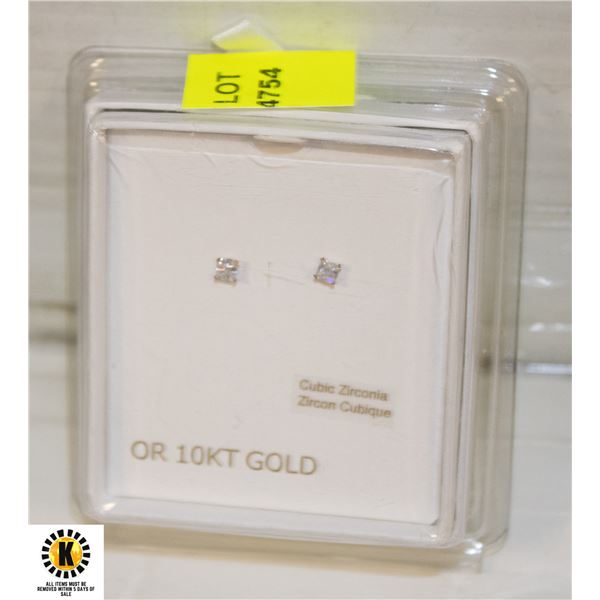 10 KT GOLD CUBIC ZIRCONIA EARINGS