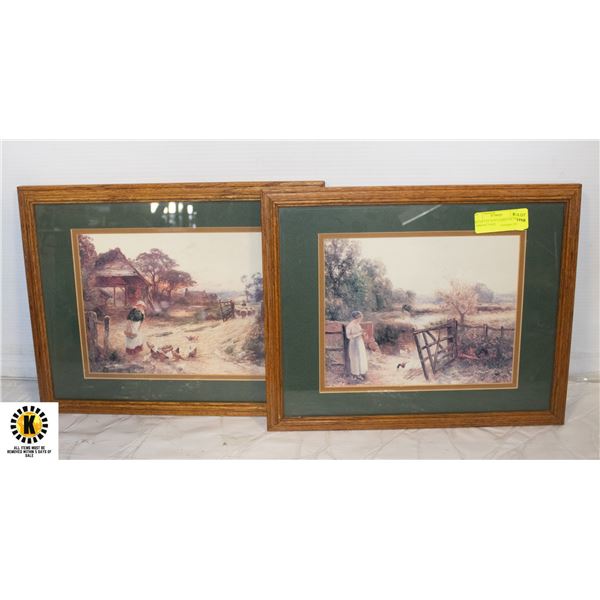 SET OF 2 12" X 15" LADIES ON THE FARM PICTURES