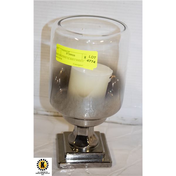 DECORATIVE GLASS CANDLE HOLDER