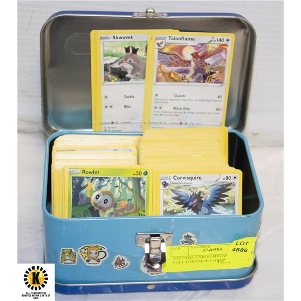 VINTAGE LARGE METAL LUNCHBOX FULL POKEMON CARDS
