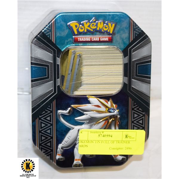 POKEMON TIN FULL OF TRAINER CARDS