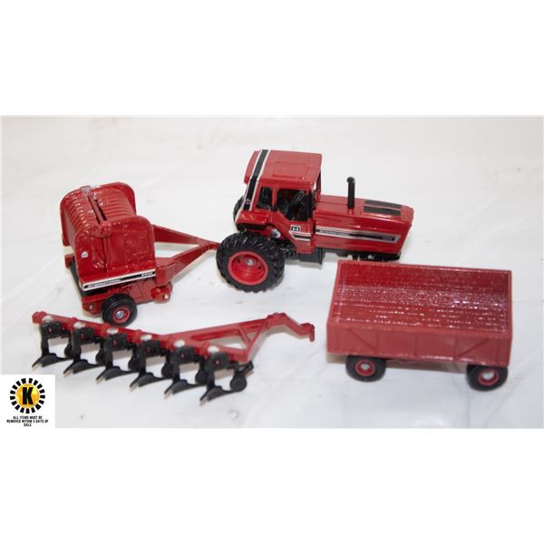 1/64 SCALE ERTL FARM SET 5088 PLOW, BALER, WAGON