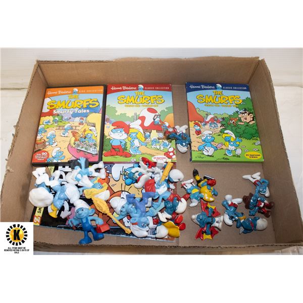 SMURF LOT, PVC FIGURES & DVDS