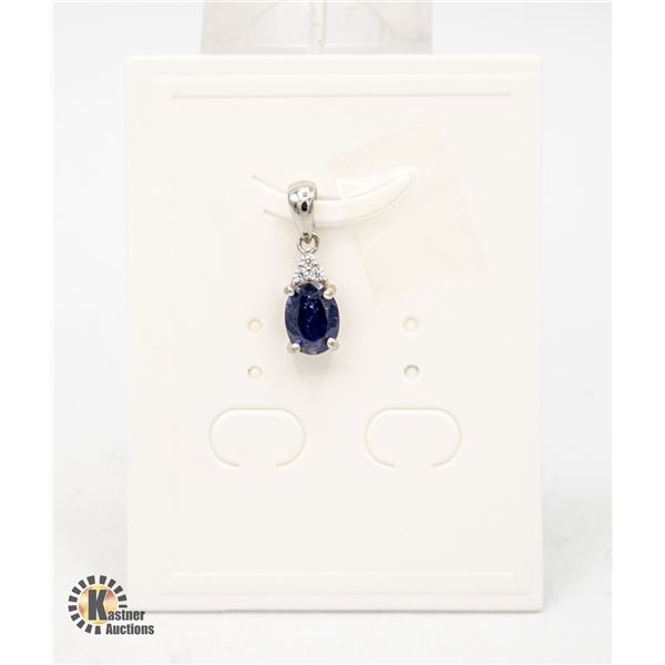 #260-UNHEATD BLUE IOLITE & CZ  PENDANT