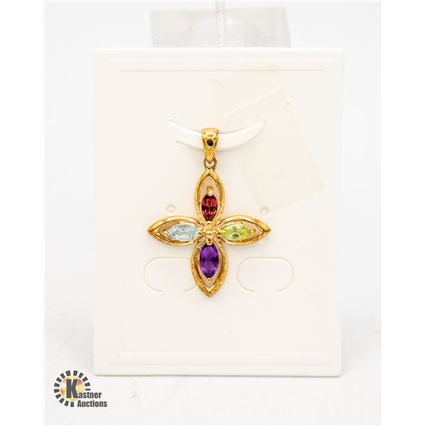 #229-PERIDOT,,AMETHYST,TOPAZ,GARNET PENDANT