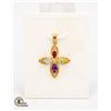 Image 1 : #229-PERIDOT,,AMETHYST,TOPAZ,GARNET PENDANT