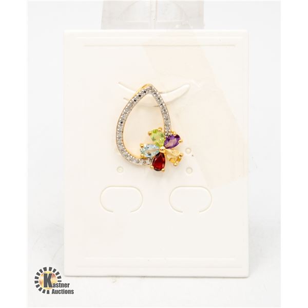 #222-PERIDOT,CITRINE,AMETHYST,TOPAZ,GARNET PENDANT