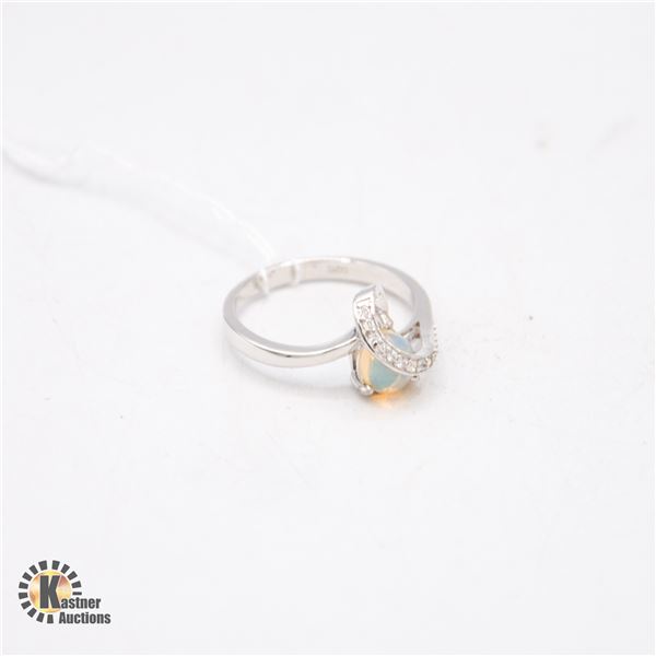 #216-UNHEATED ETHOPIA OPAL & CZ RING SIZE 8