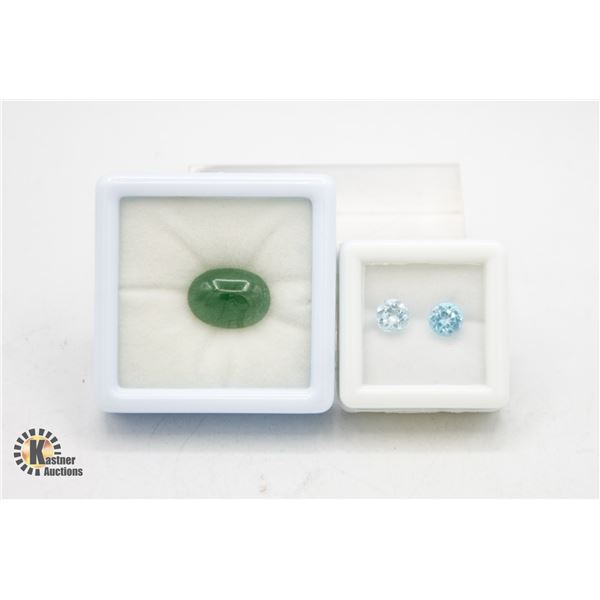 #181-SKY BLUE TOPAZ 2.15 CT  & AVENTURINE 9.69CT