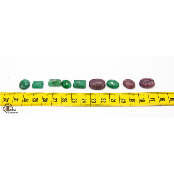 #28-GREEN EMERALD & RUBY GEMSTONE 90.15 CT