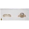 Image 1 : WHITE CRYSTAL ZIRCON STONE GOLD TONE RING SET