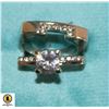 Image 1 : SQUARE WOMEN'S ZIRCON 2 RING SET SIZE 7