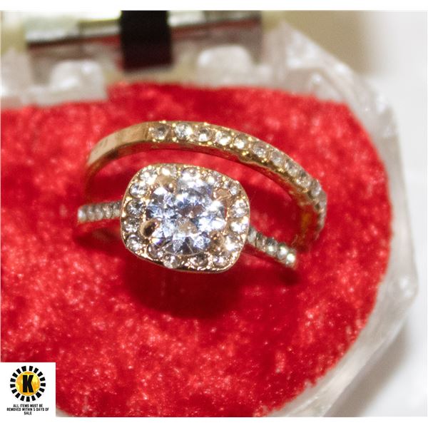 GOLD TONE ZIRCON RING SET SIZE 6