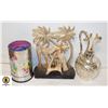 Image 1 : HUMMINGBIRD LAMP, GOLDEN BIRD STATUE, & SILVER