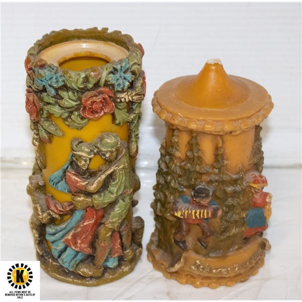 2 OLD GERMAN WAX CARVINGS