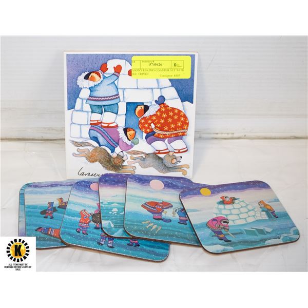 JASON'S ESKIMO COASTER SET WITH TILE TRIVET