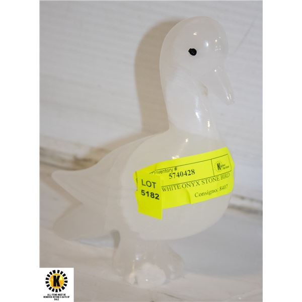 CARVED WHITE ONYX STONE BIRD