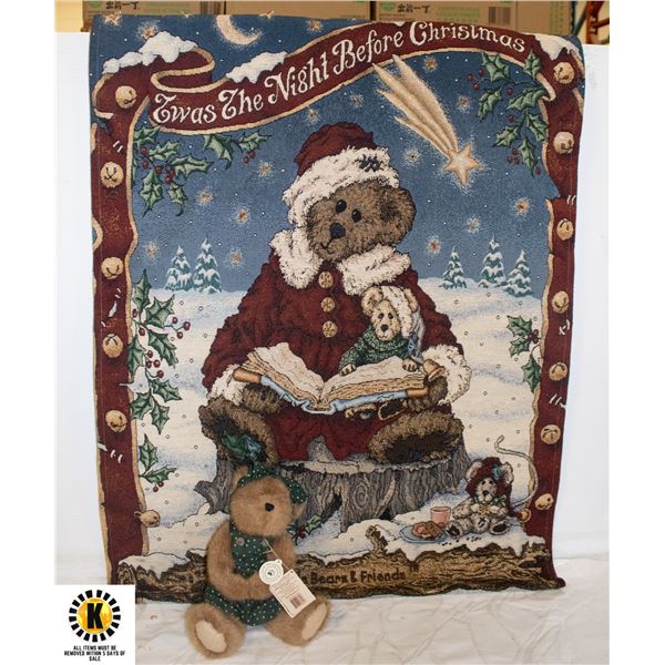 LARGE BOYD'S BEARS TAPESTRY WITH BEAR