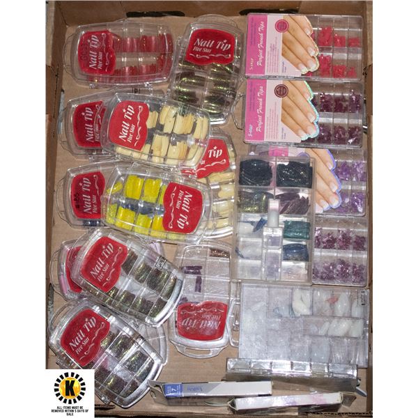 LARGE FLAT OF FANCY NAILS