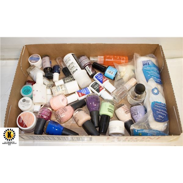FLAT OF NAIL CARE PRODUCTS AND POLISH