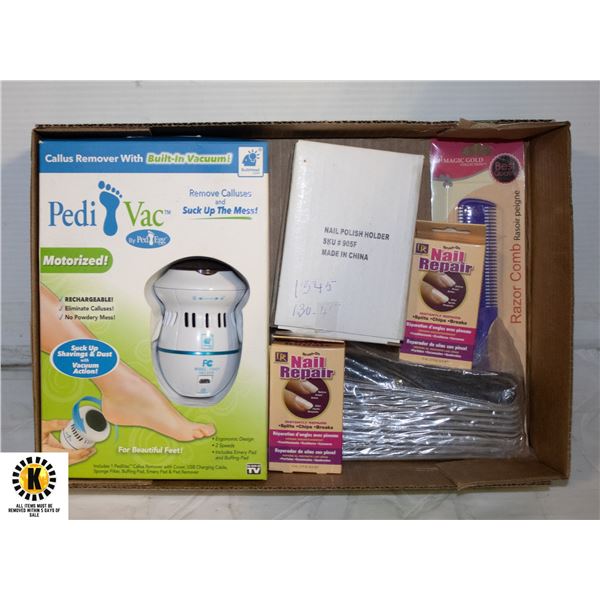 FLAT WITH PEDI VAC PLUS NEW NAIL POLISH HOLDER,