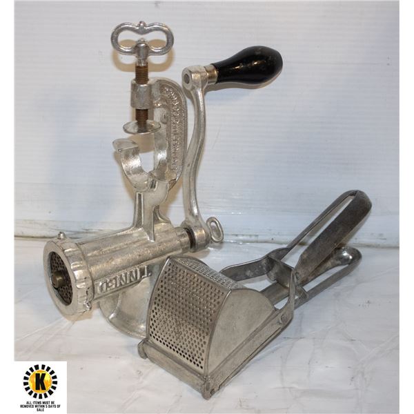 ANTIQUE MEAT GRINDER & POTATOE RICER