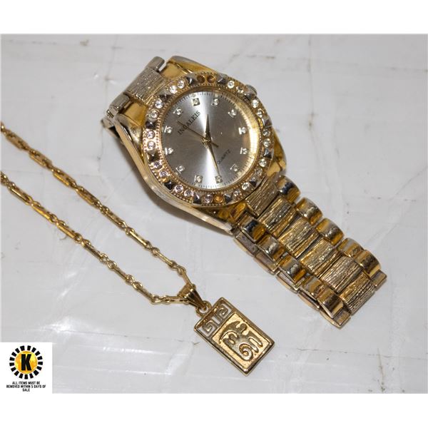 MENS GOLD PLATED INGALEIS WATCH WITH