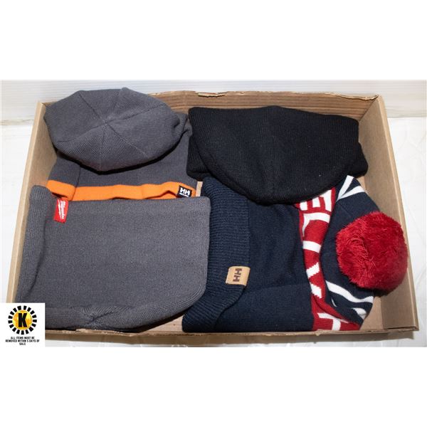 4 X MENS TOUQUES - 2 X HELI HANSEN - MILWAUKEE -