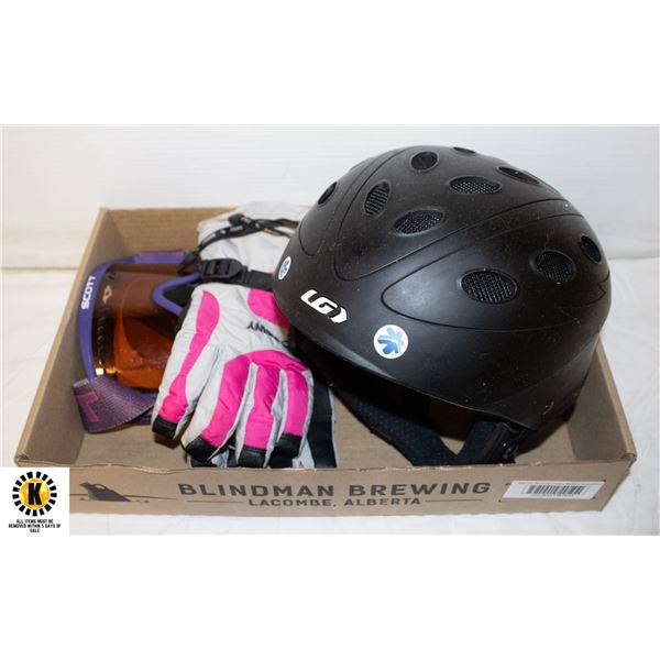 LADIES SNOWBOARDING HELMET SIZE SMALL GLOVES +
