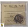 Image 2 : 97)1965 CANADIAN SILVER $.25 PL 65