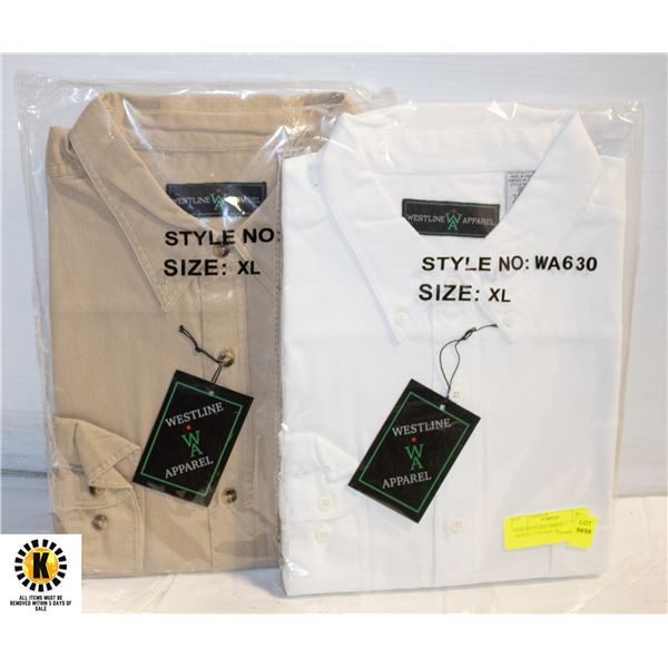 NEW WESTLINE SHIRTS 1WHITE/1TAN SIZE XL