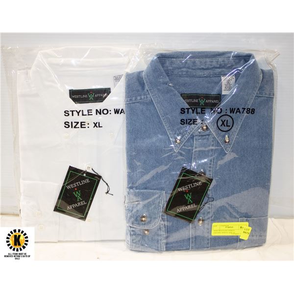 NEW WESTLINE SHIRTS 1DENIM/1WHITE SIZE XL
