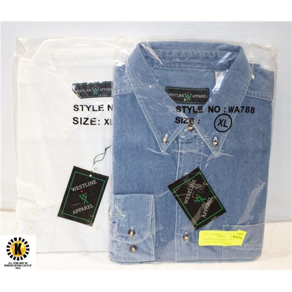 NEW WESTLINE SHIRTS 1DENIM/1WHITE SIZE XL