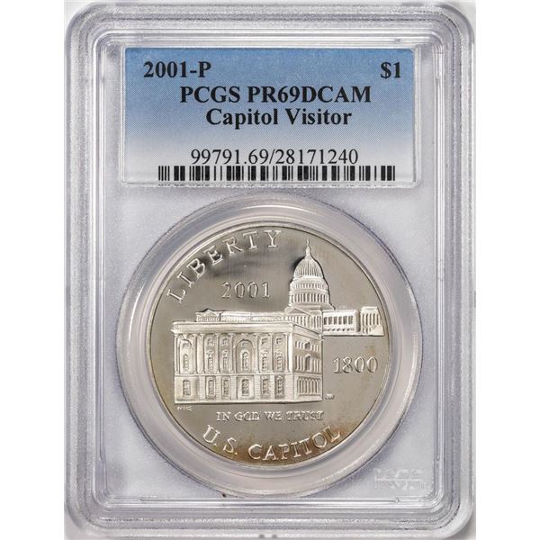 2001-P $1 Proof Capitol Visitor Commemorative Silver Dollar Coin PCGS PR69DCAM