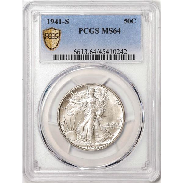 1941-S Walking Liberty Half Dollar Coin PCGS MS64