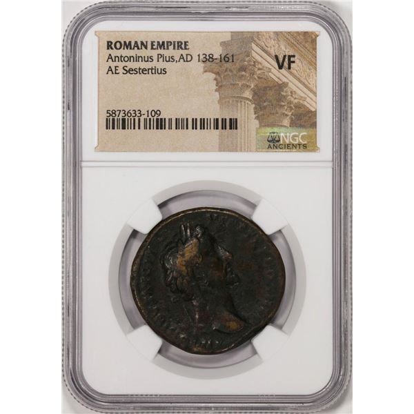 AD 138-161 Roman Empire Antoninus Pius AE Sestertius Ancient Coin NGC VF