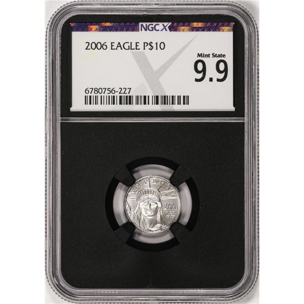 2006 $10 Platinum American Eagle Coin NGCX Mint State 9.9
