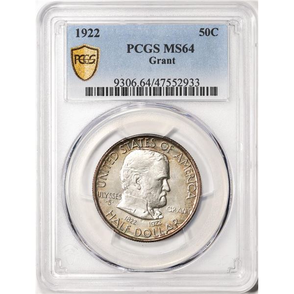 1922 Grant Memorial Commemorative Half Dollar Coin PCGS MS64 Amazing Toning