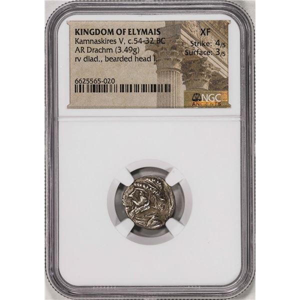 54-32 BC Kingdom of Elymais Kamnaskires AR Drachm Ancient Coin NGC XF