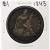 Image 1 : 1843 $1 Seated Liberty Silver Dollar Coin