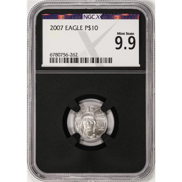 2007 $10 Platinum American Eagle Coin NGCX Mint State 9.9