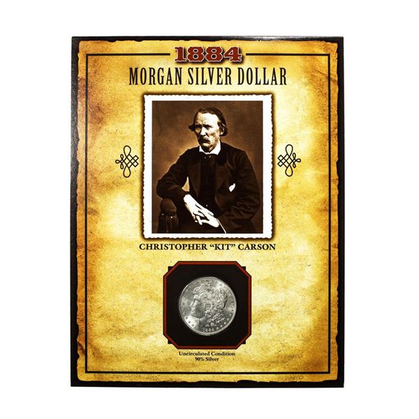 1884 $1 Morgan Silver Dollar Coin Christopher Kit Carson Legends of the Wild West