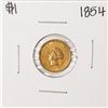 Image 1 : 1854 Type 2 $1 Indian Princess Head Gold Dollar Coin