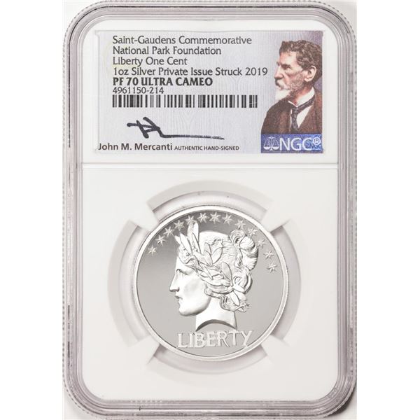 2019 Saint-Gaudens Commemorative Silver Coin NGC PF70 Ultra Cameo Mercanti Signature