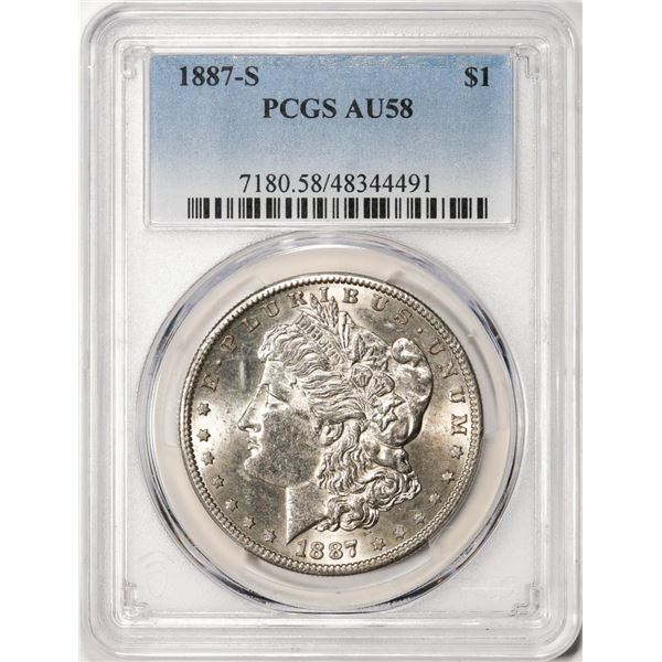 1887-S $1 Morgan Silver Dollar Coin PCGS AU58