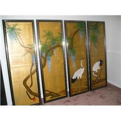 Four panel oriental screen