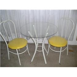 Round glass top table w/chairs